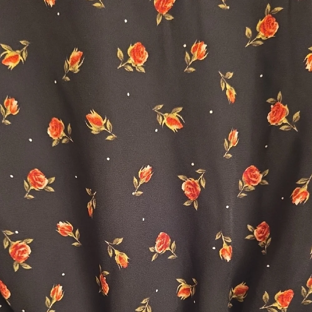 Disney Princess Black Floral Romper with‎ Red and Pink Accents